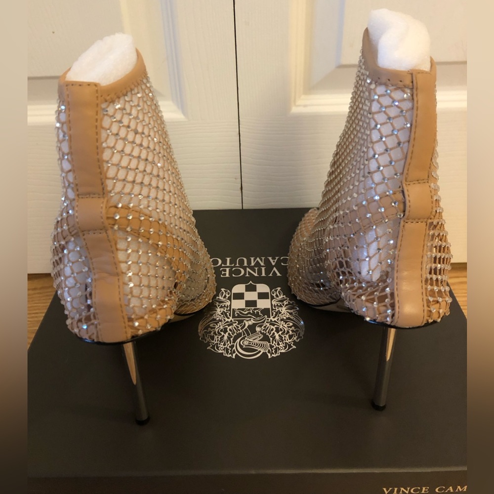 Vince Camuto Rhinestone Fishnet Pointy Toe Bootie - Picture 7 of 12